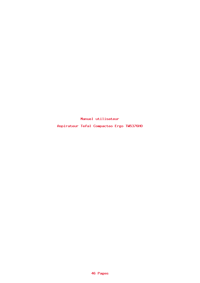 Page 1 de la notice Manuel utilisateur Tefal Compacteo Ergo TW5376HO