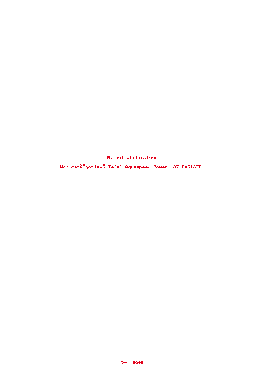 Page 1 de la notice Manuel utilisateur Tefal Aquaspeed Power 187 FV5187E0
