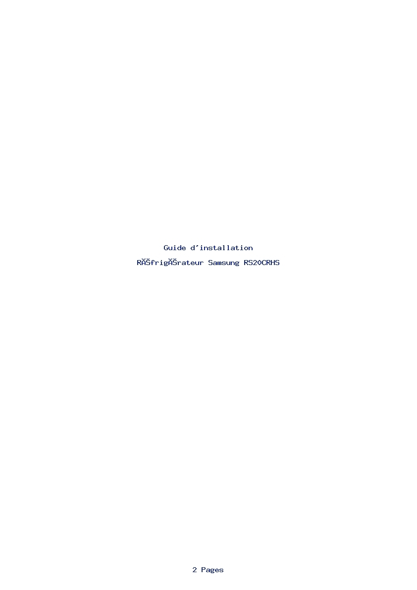 Page 1 de la notice Guide d'installation Samsung RS20CRHS