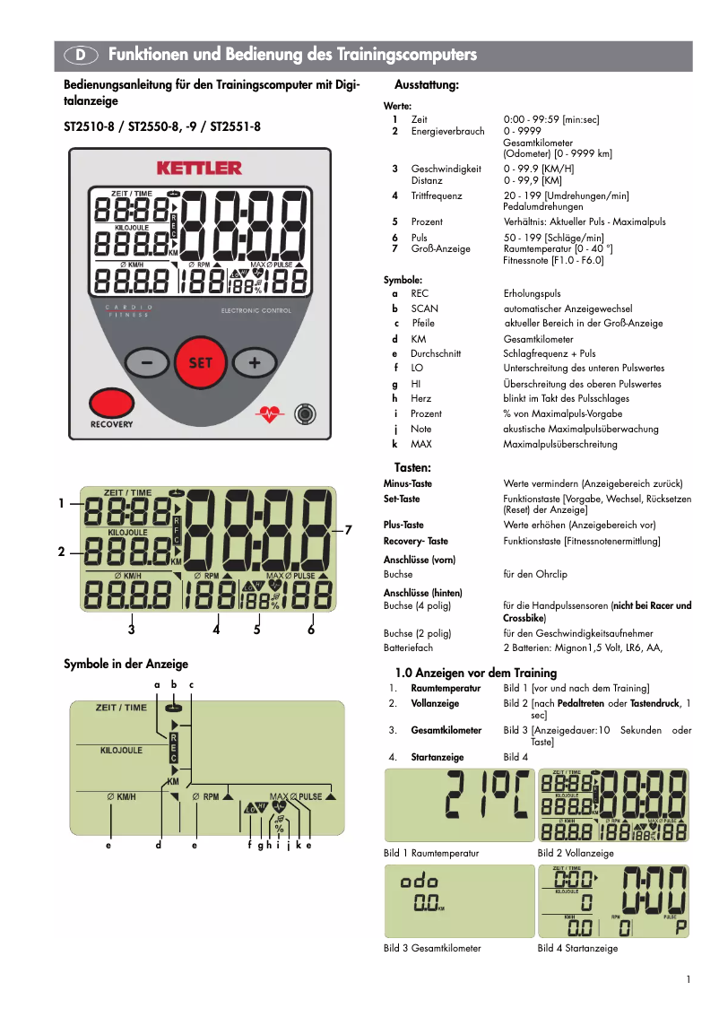 Page 1 de la notice Manuel utilisateur Kettler Vito