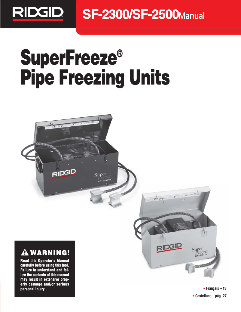 Page 1 de la notice Manuel utilisateur Ridgid SuperFreeze SF-2500