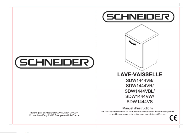 Page 1 de la notice Manuel utilisateur Schneider SDW1444VB