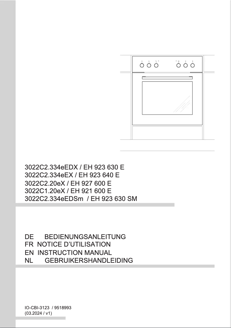 Page 1 de la notice Manuel utilisateur Amica EH 923 630 E