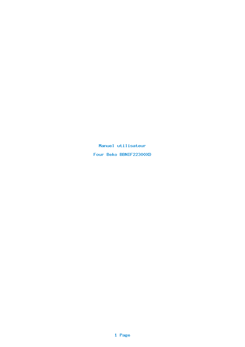 Page 1 de la notice Manuel utilisateur Beko BBNIF22300XD