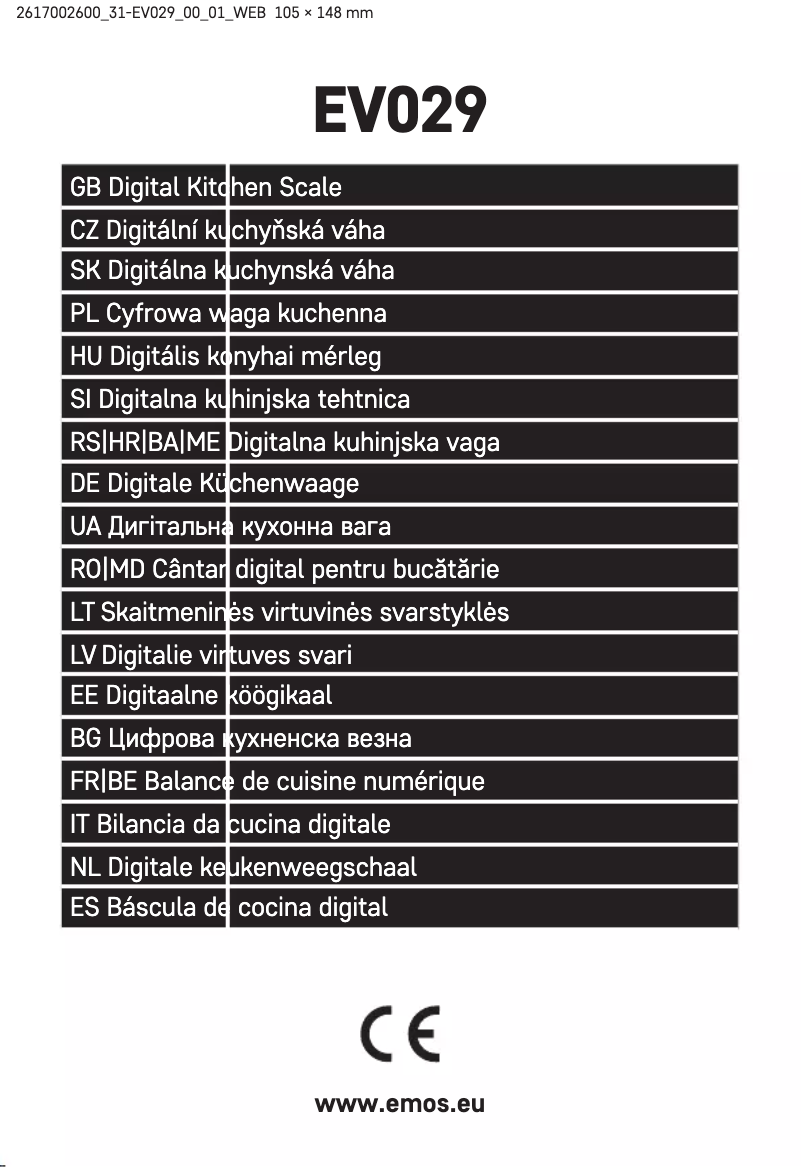 Page 1 de la notice Manuel utilisateur Emos EV029