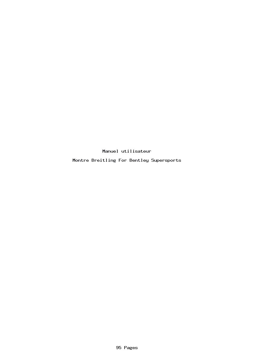 Page 1 de la notice Manuel utilisateur Breitling For Bentley Supersports