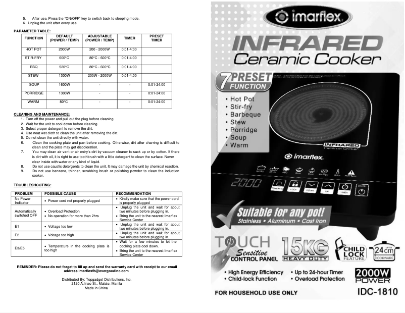 Page 1 de la notice Manuel utilisateur Imarflex IDC-1810