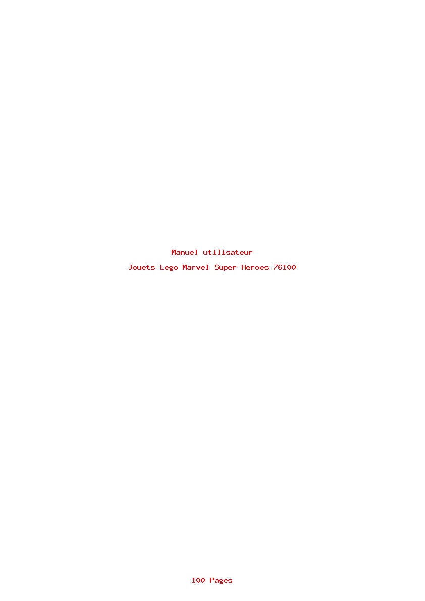 Page 1 de la notice Manuel utilisateur Lego Marvel Super Heroes 76100