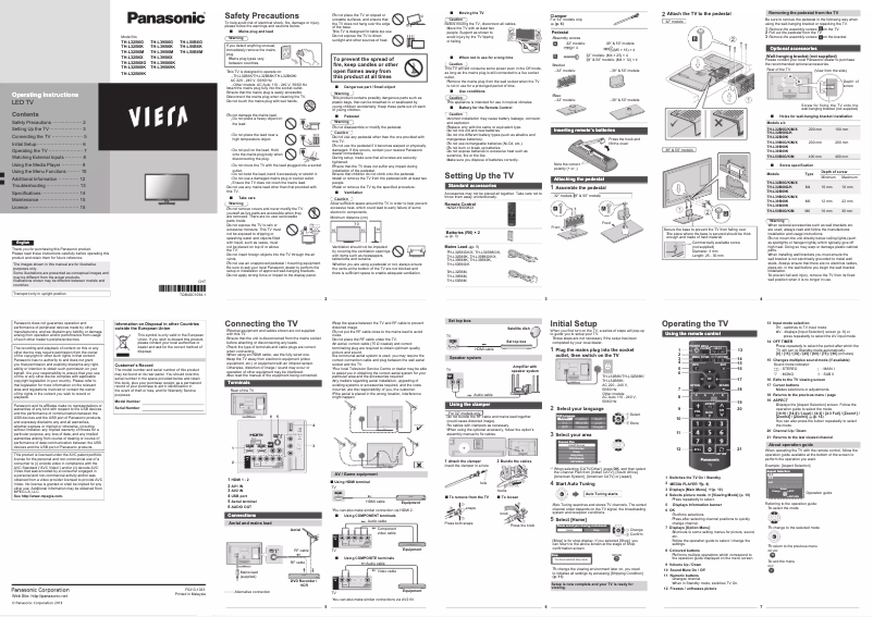 Page 1 de la notice Manuel utilisateur Panasonic Viera TH-L50B6M