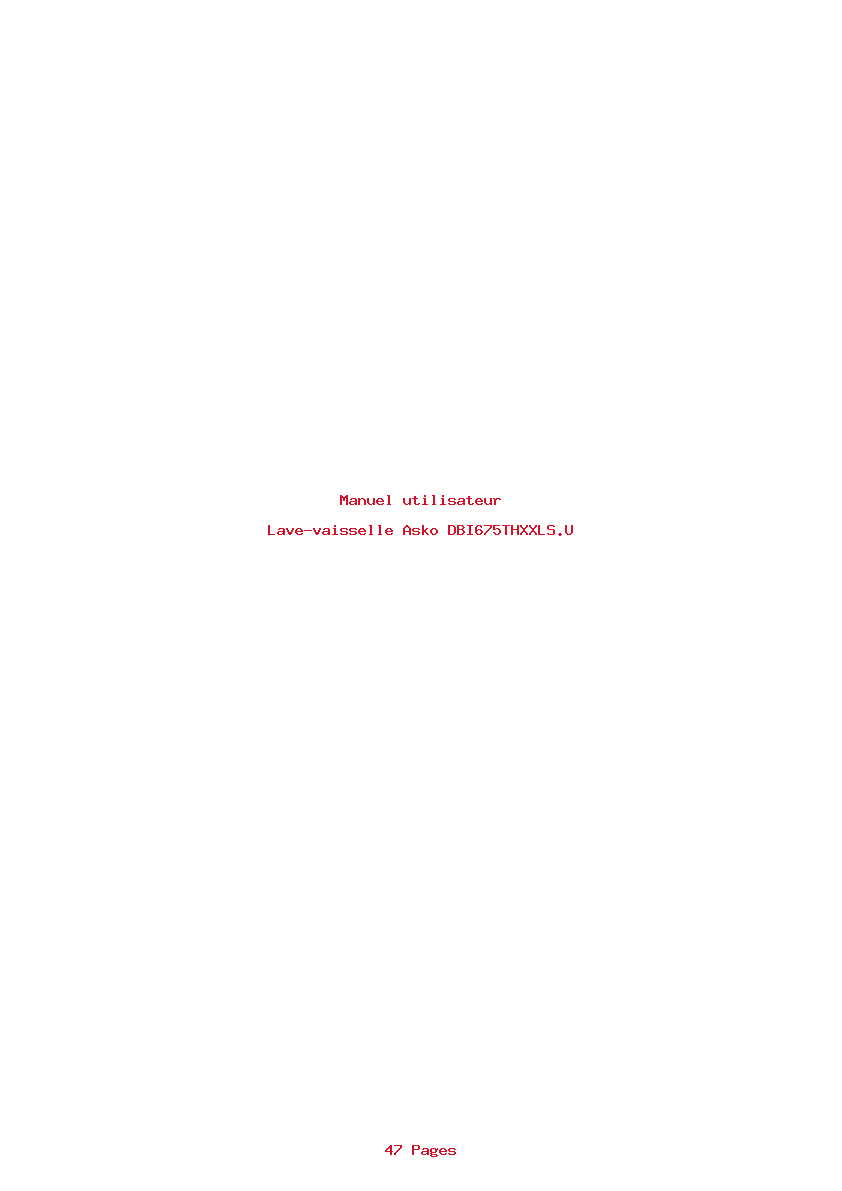Page 1 de la notice Manuel utilisateur Asko DBI675THXXLS.U
