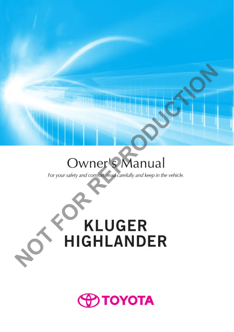 Page 1 de la notice Manuel utilisateur Toyota Kluger (2014)