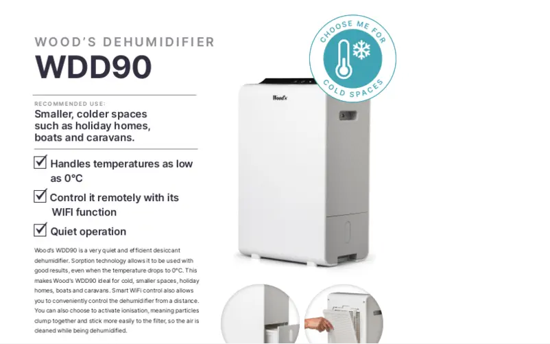 Página 1 del manual Ficha técnica Wood's WDD90