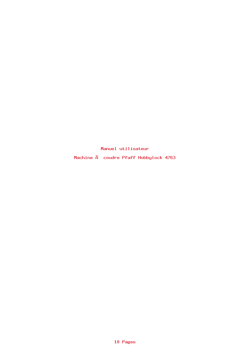 Page 1 de la notice Manuel utilisateur Pfaff Hobbylock 4763
