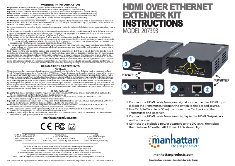 Page 1 de la notice Manuel utilisateur Manhattan 207393
