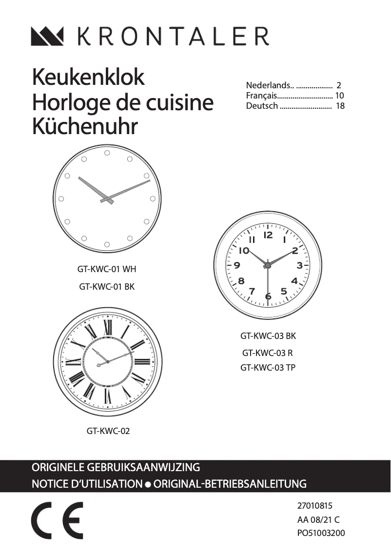 Page 1 de la notice Manuel utilisateur Krontaler GT-KWC-01