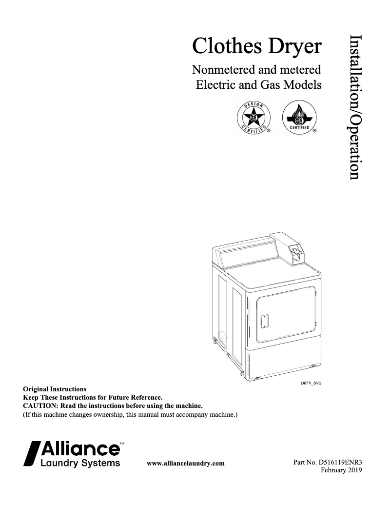 Página 1 del manual Manual de usuario Speed Queen SDGSXRGS113TW01