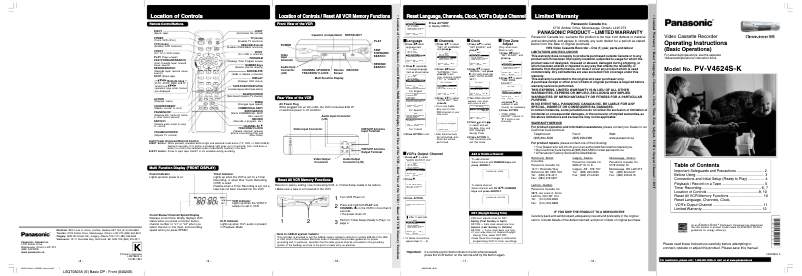 Page 1 de la notice Manuel utilisateur Panasonic PV-V4624