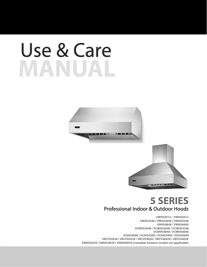 Page 1 de la notice Manuel d'utilisation et d'entretien Viking VBCV53638