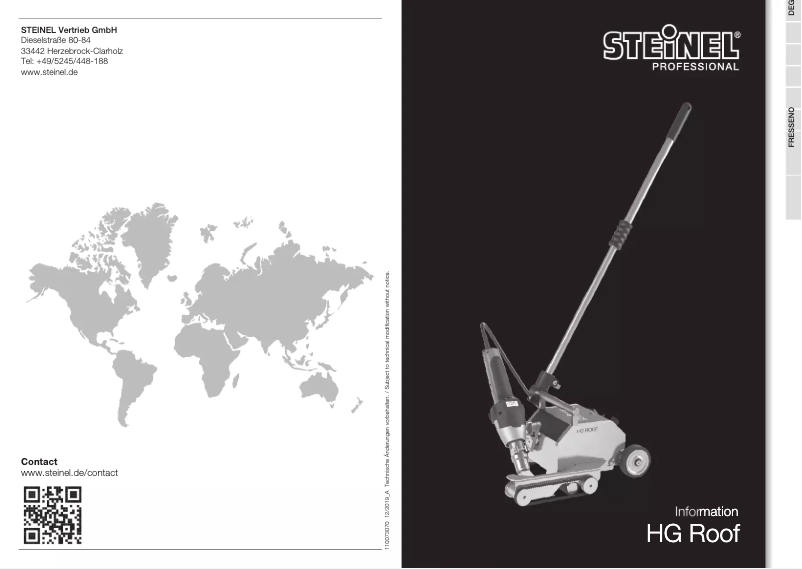Page 1 de la notice Manuel utilisateur Steinel HG Roof Two