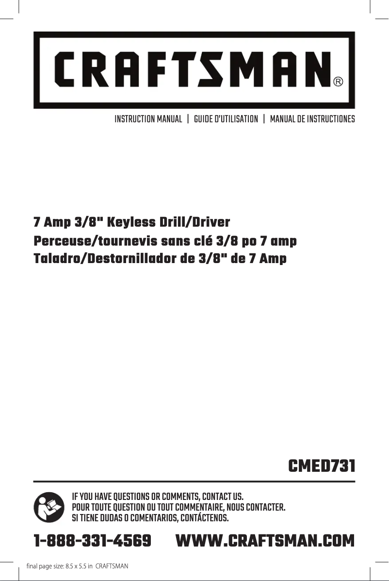 Page 1 de la notice Manuel utilisateur Craftsman CMED731