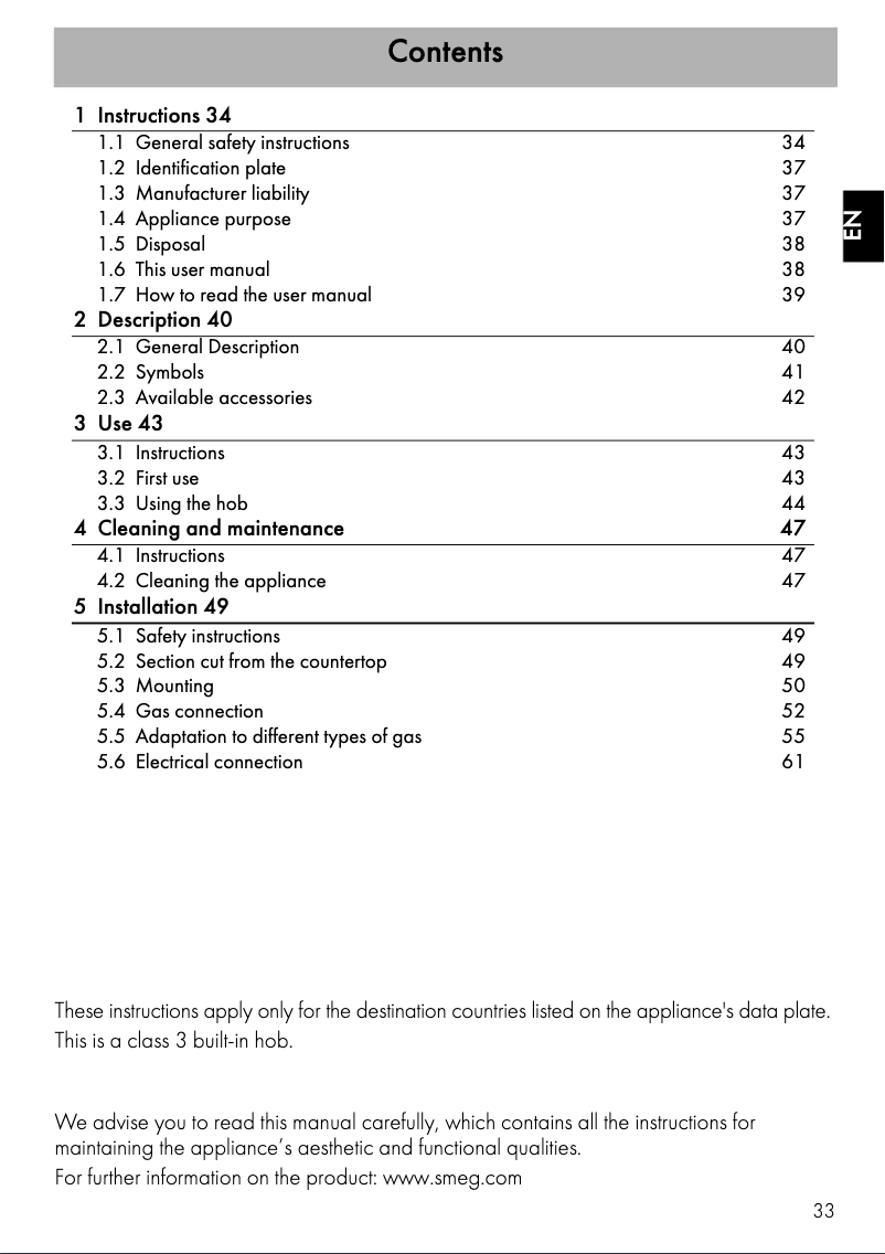 Page 1 de la notice Brochure Smeg PV664LCNX