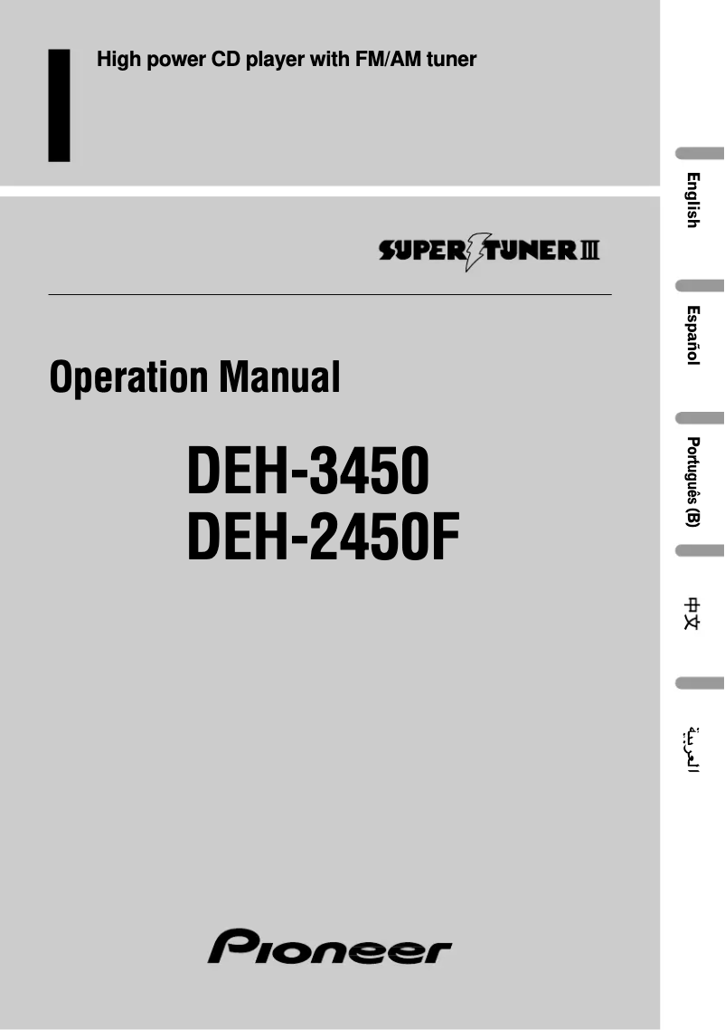 Página 1 del manual Manual de usuario Pioneer DEH-3450
