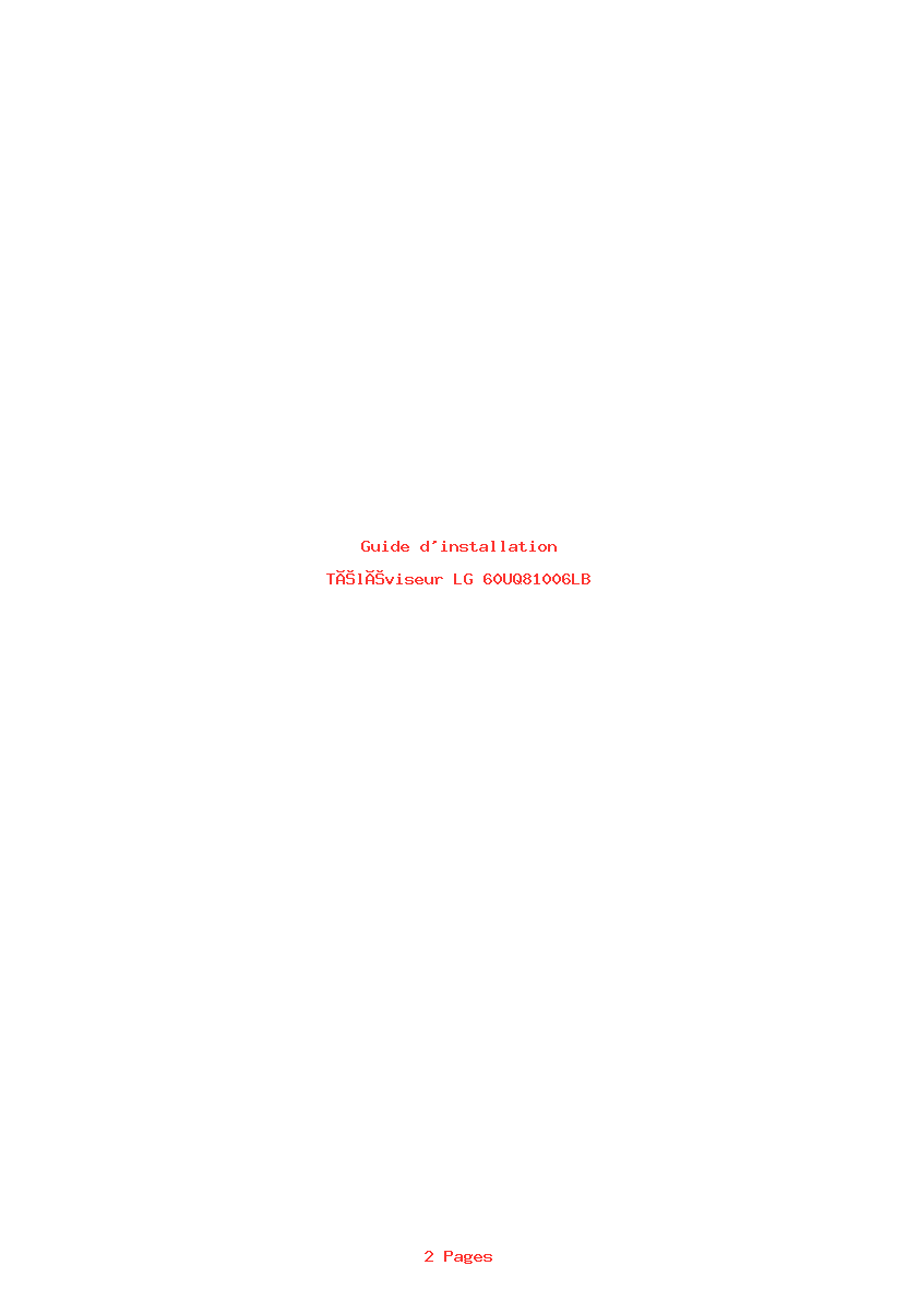 Page 1 de la notice Guide d'installation LG 60UQ81006LB