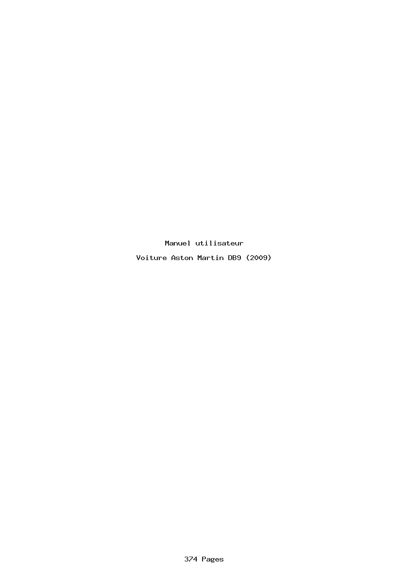 Page 1 de la notice Manuel utilisateur Aston Martin DB9 (2009)