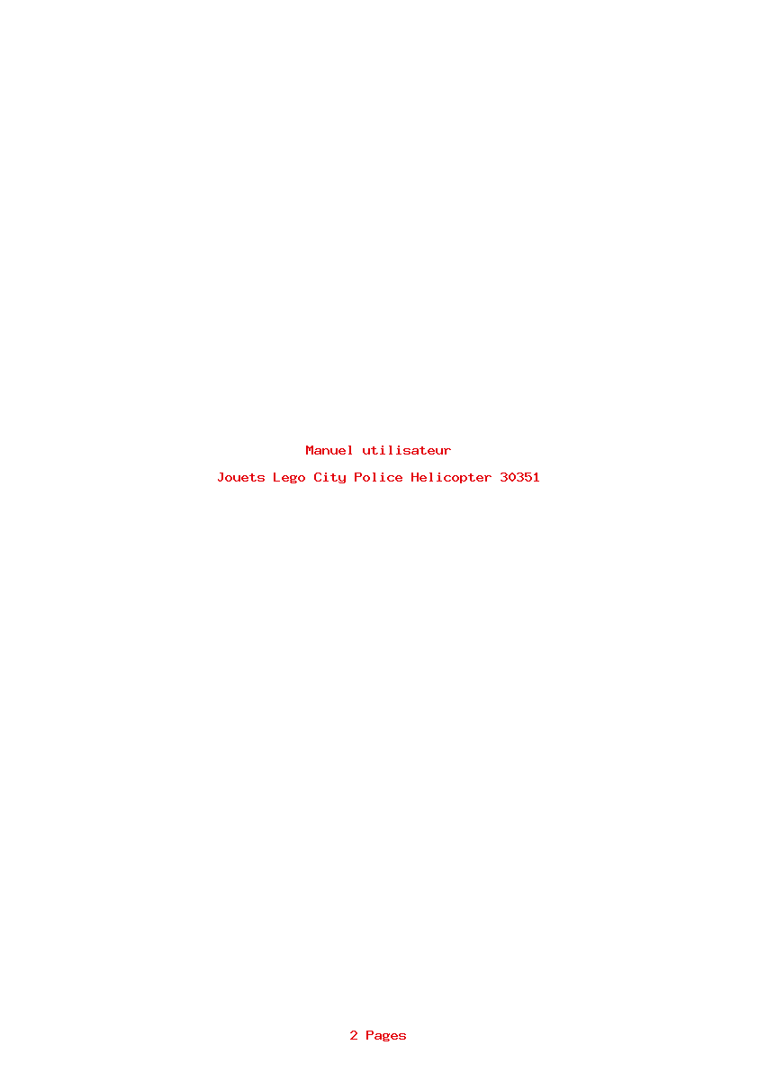 Page 1 de la notice Manuel utilisateur Lego City Police Helicopter 30351