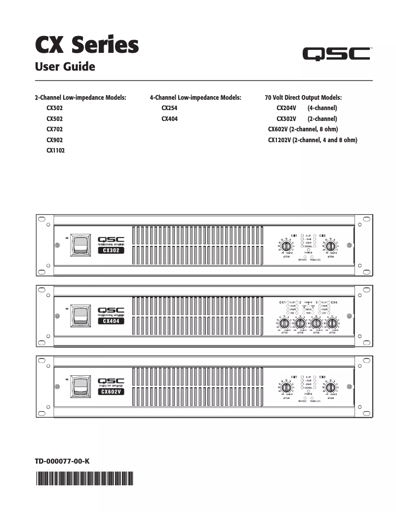 Page 1 de la notice Mode d'emploi QSC CX1202V