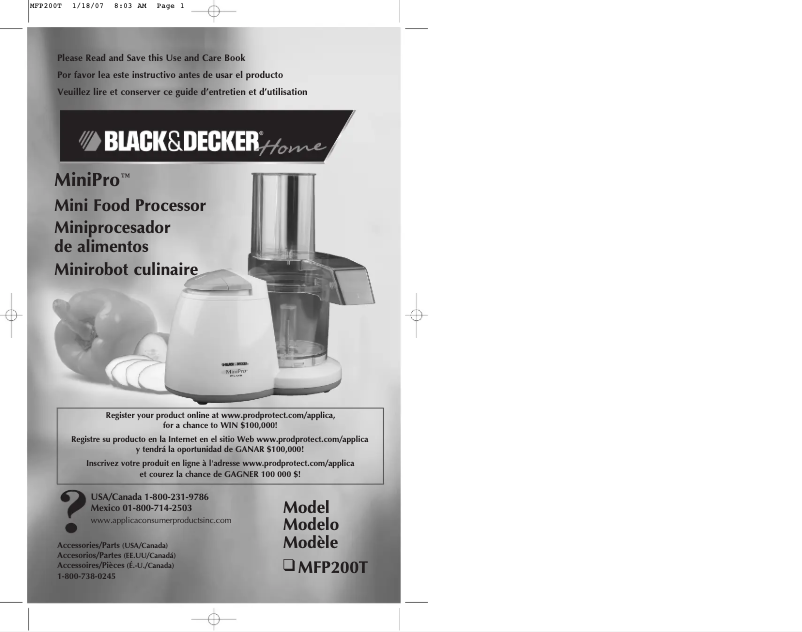 Page n°1 - Manuel utilisateur Black & Decker MFP200T