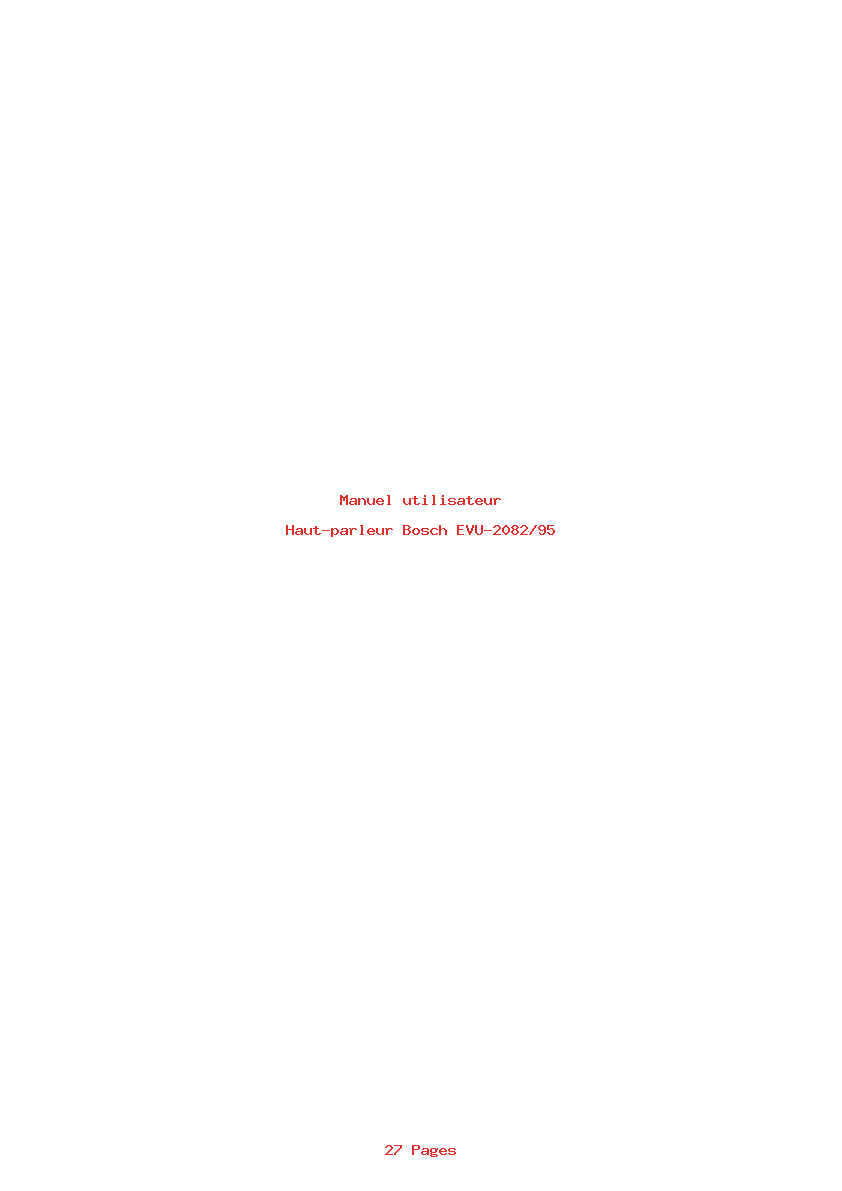 Page 1 de la notice Manuel utilisateur Bosch EVU-2082/95
