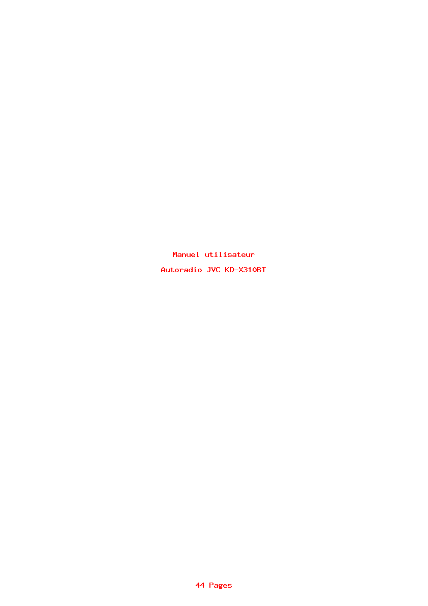 Page 1 de la notice Manuel utilisateur JVC KD-X310BT