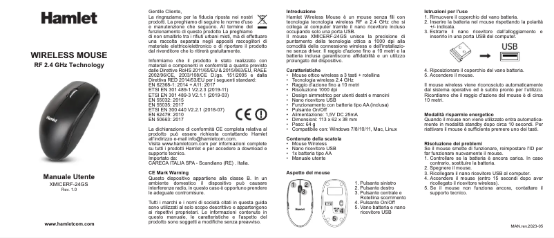 Page 1 de la notice Manuel utilisateur Hamlet XMICERF-24GS