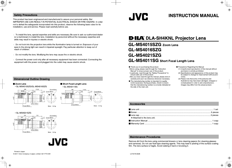 Page 1 de la notice Manuel utilisateur JVC GL-MS4016SZG