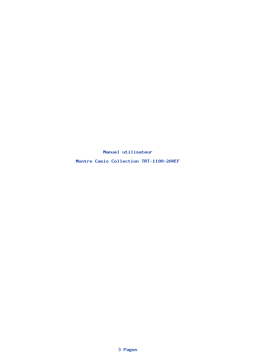 Page 1 de la notice Manuel utilisateur Casio Collection TRT-110H-2AVEF