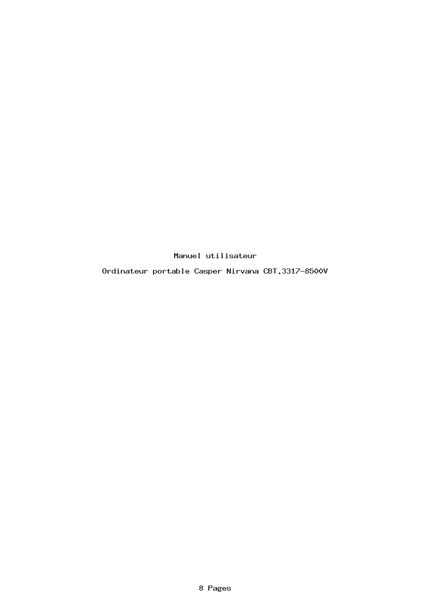 Page 1 de la notice Manuel utilisateur Casper Nirvana CBT.3317-8500V