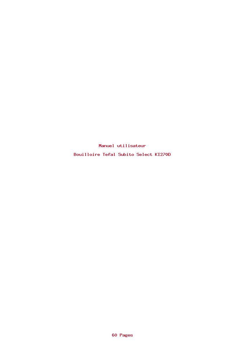 Page 1 de la notice Manuel utilisateur Tefal Subito Select KI270D