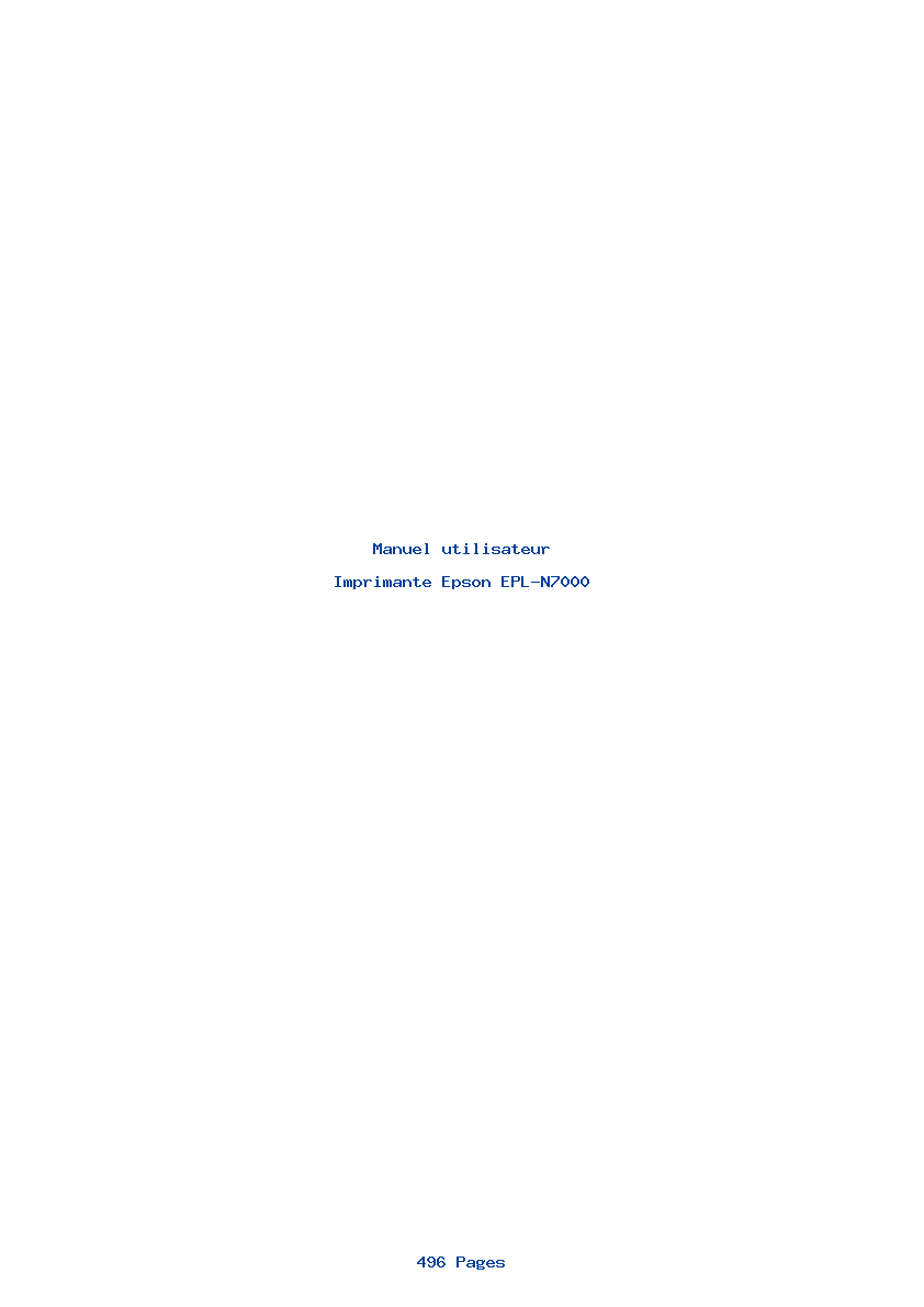 Page 1 de la notice Manuel utilisateur Epson EPL-N7000