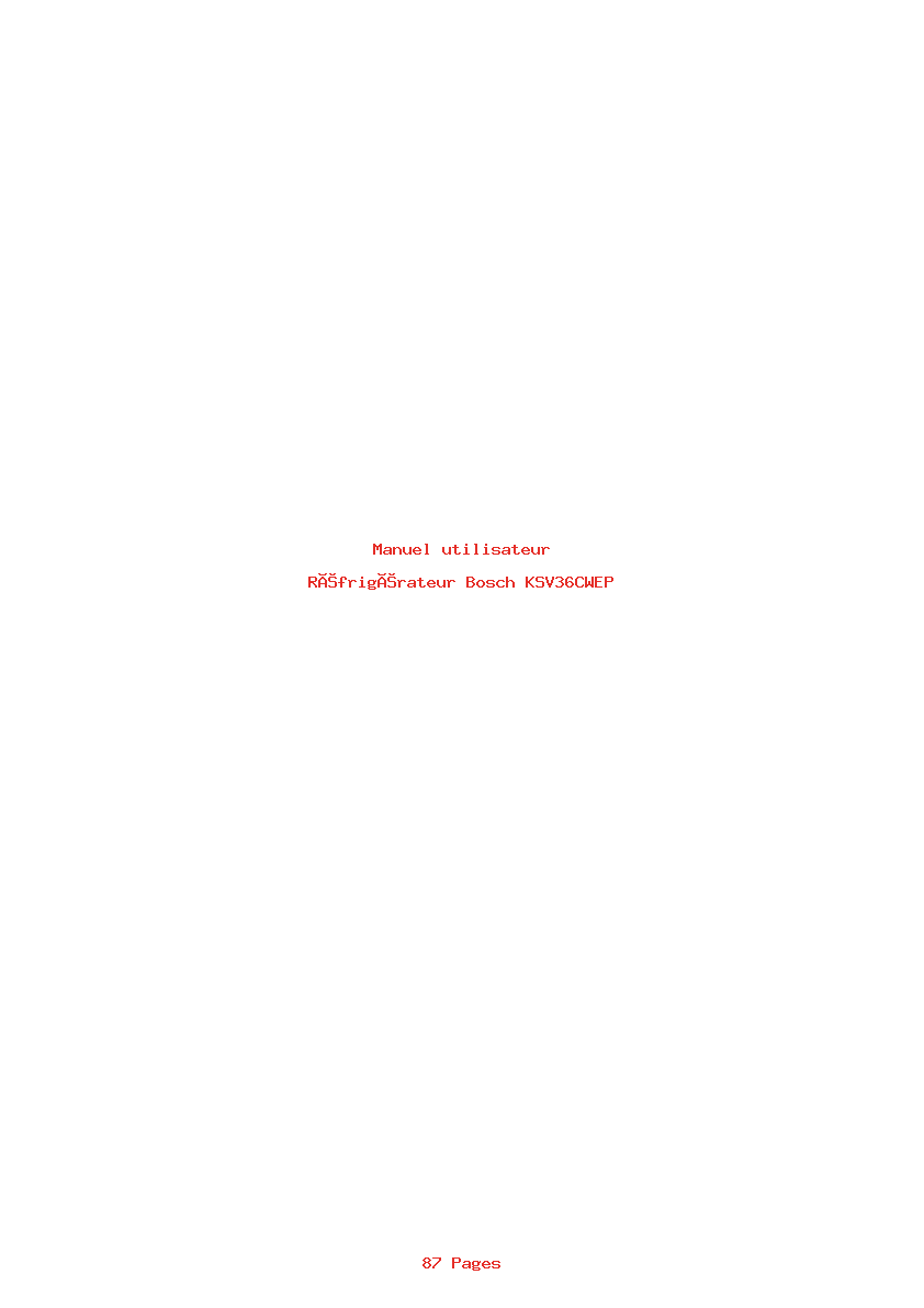 Page 1 de la notice Manuel utilisateur Bosch KSV36CWEP