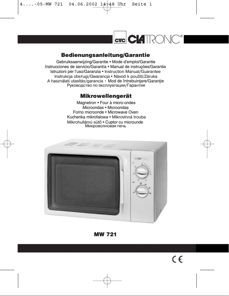 Page 1 of the manual User Manual Clatronic MW 721