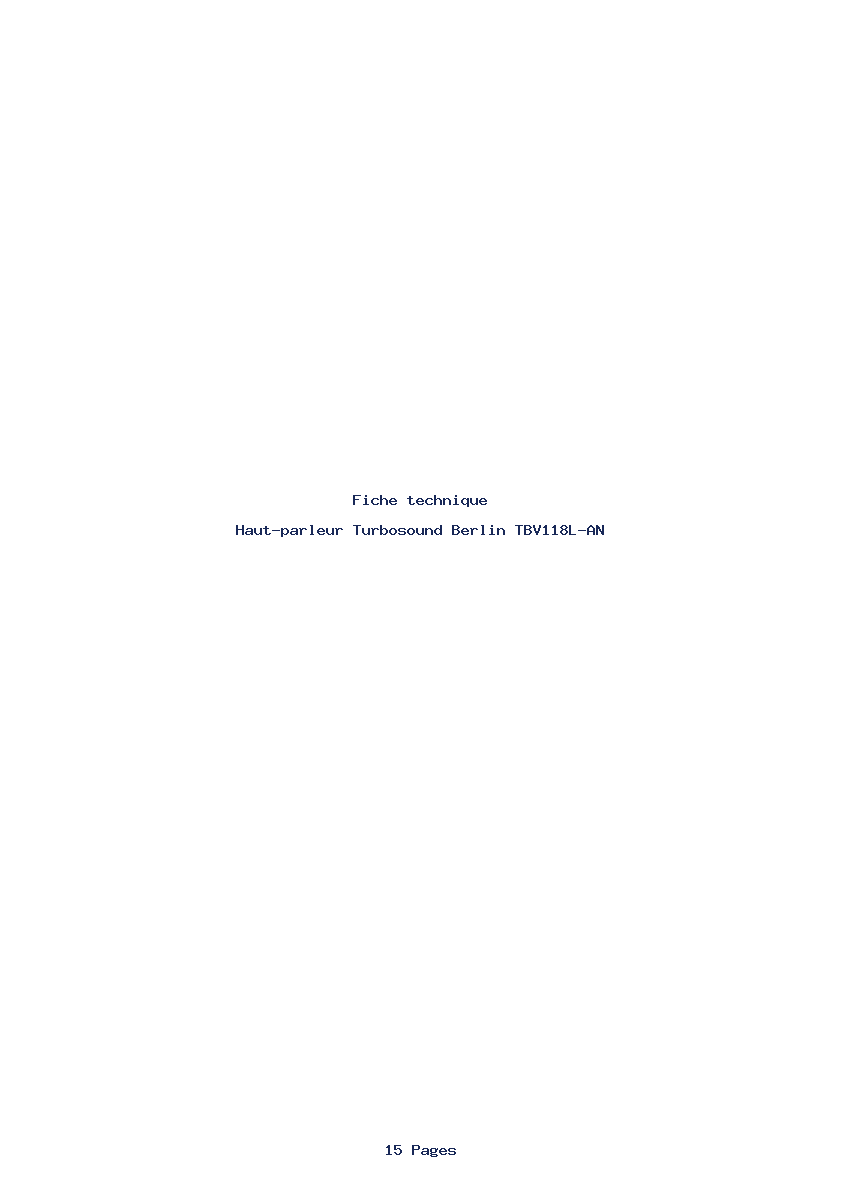 Page 1 de la notice Fiche technique Turbosound Berlin TBV118L-AN
