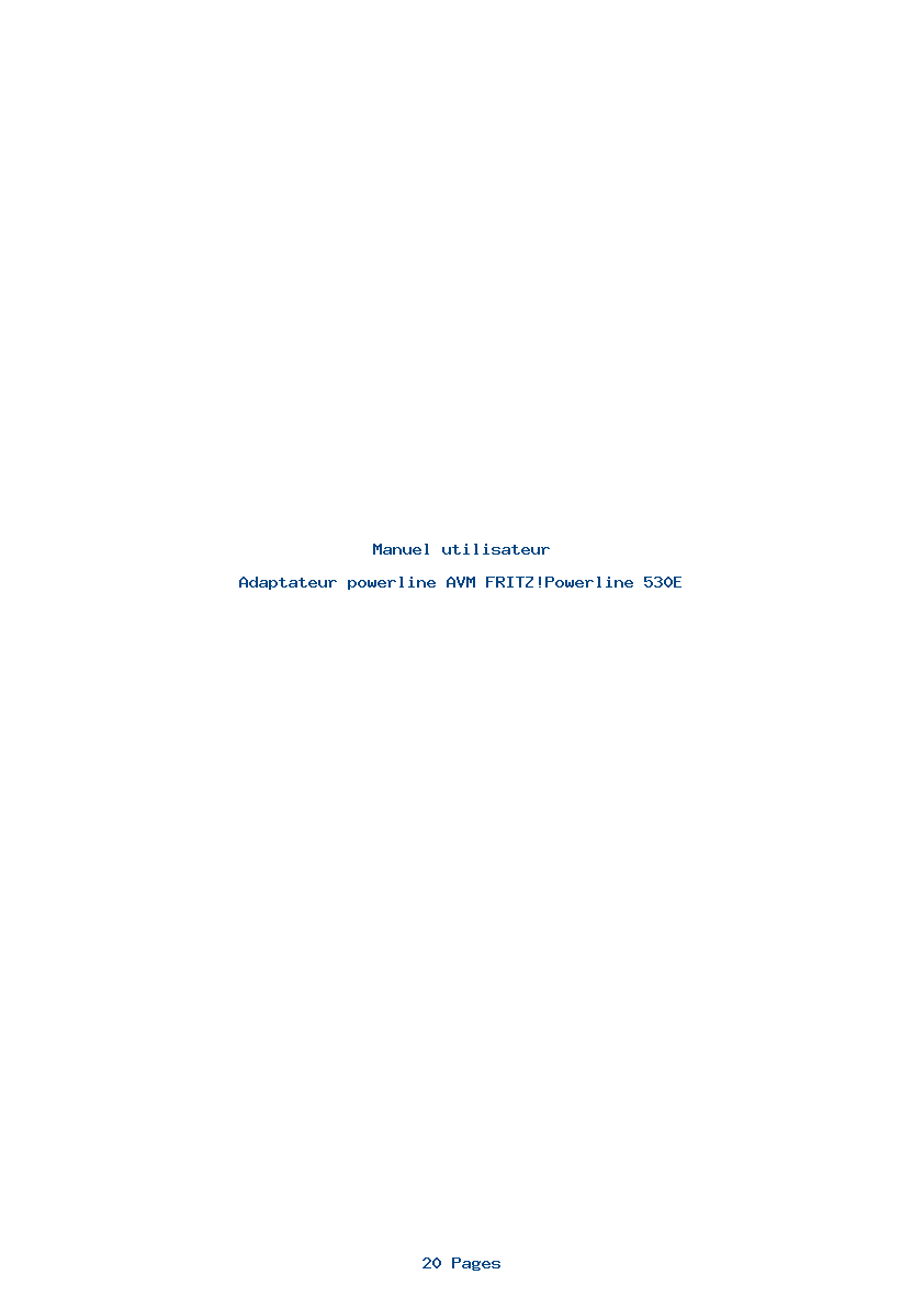 Page 1 de la notice Manuel utilisateur AVM FRITZ!Powerline 530E