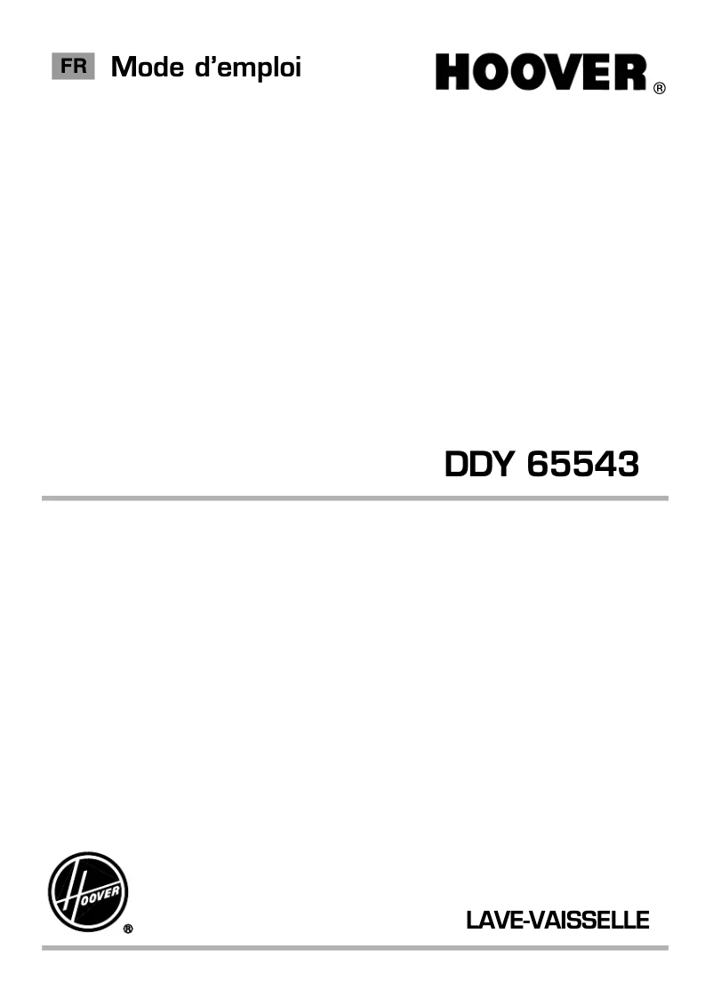 Page 1 de la notice Manuel utilisateur Hoover DDY 65543-47