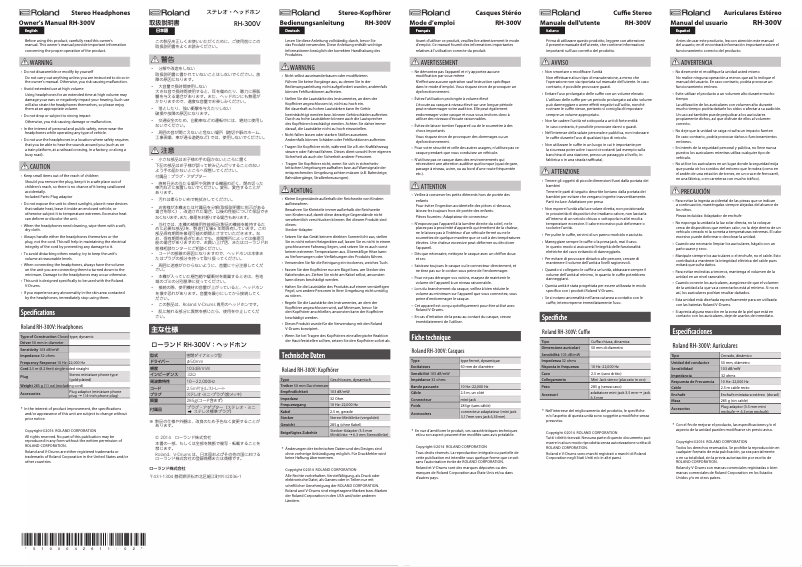 Page 1 de la notice Manuel utilisateur Roland RH-300V