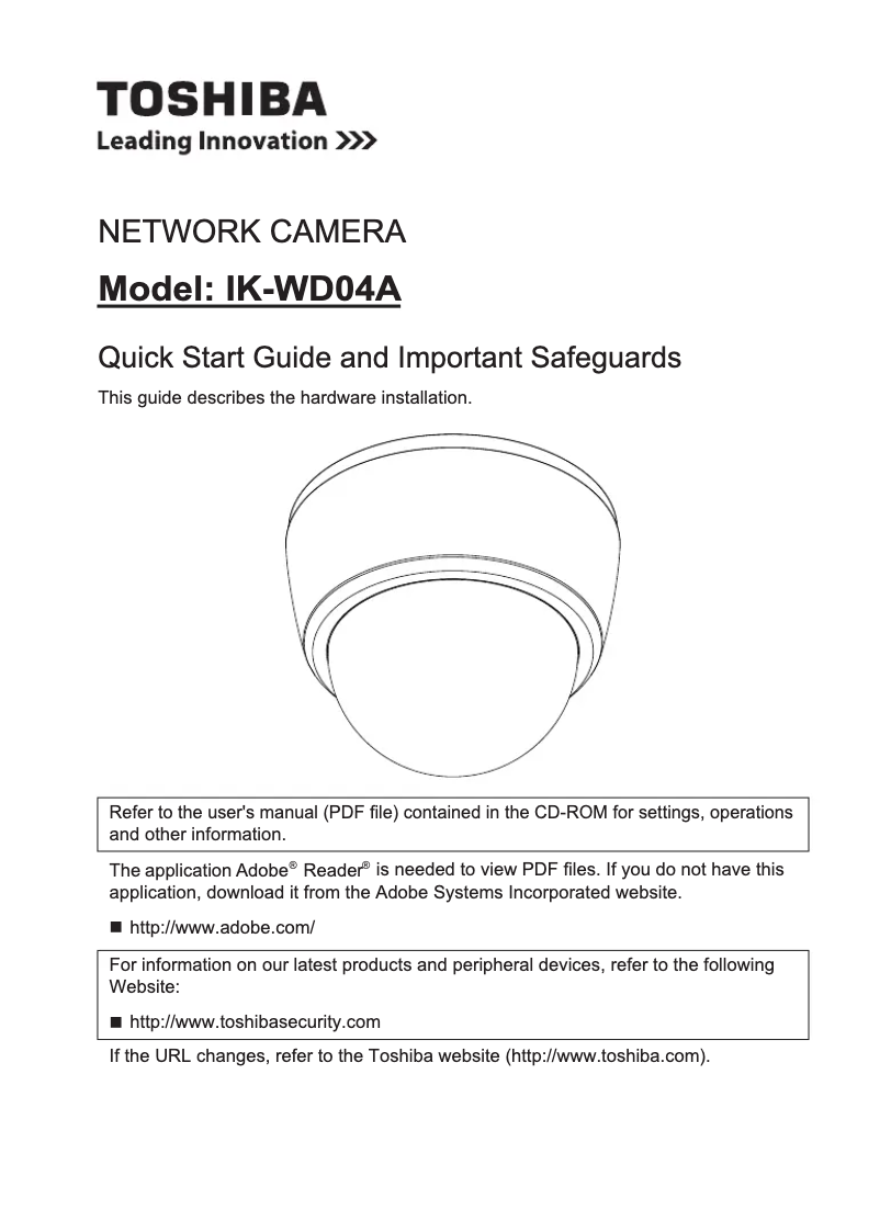 Page 1 de la notice Manuel utilisateur Toshiba IK-WD04A