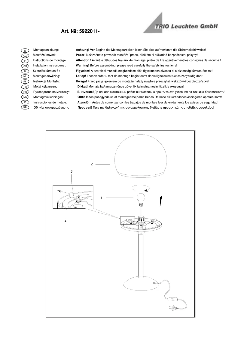 Page 1 de la notice Manuel utilisateur Trio Lighting Joost