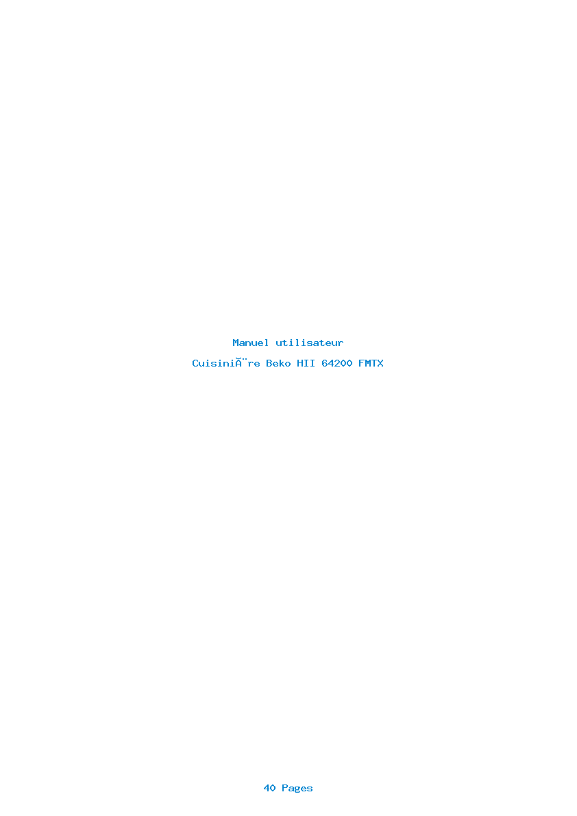 Page 1 de la notice Manuel utilisateur Beko HII 64200 FMTX