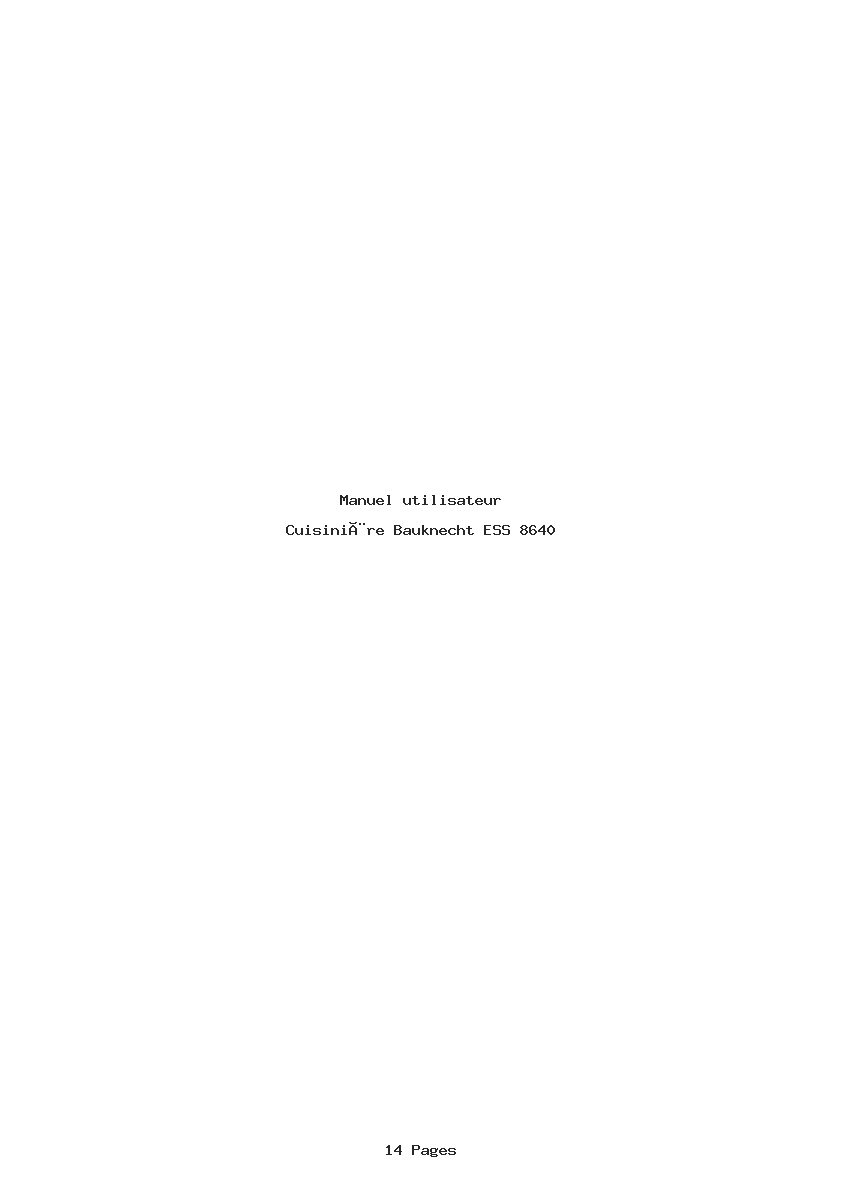 Page 1 de la notice Manuel utilisateur Bauknecht ESS 8640