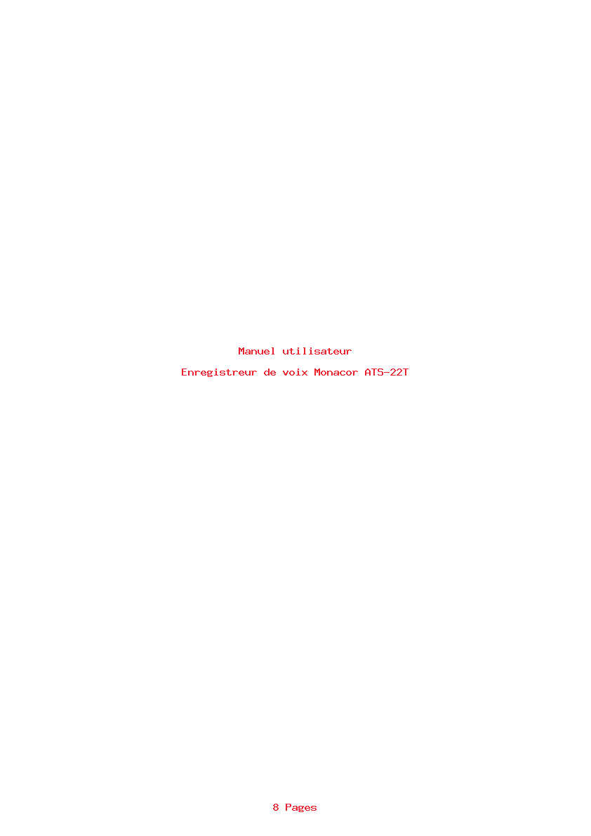 Page 1 de la notice Manuel utilisateur Monacor ATS-22T